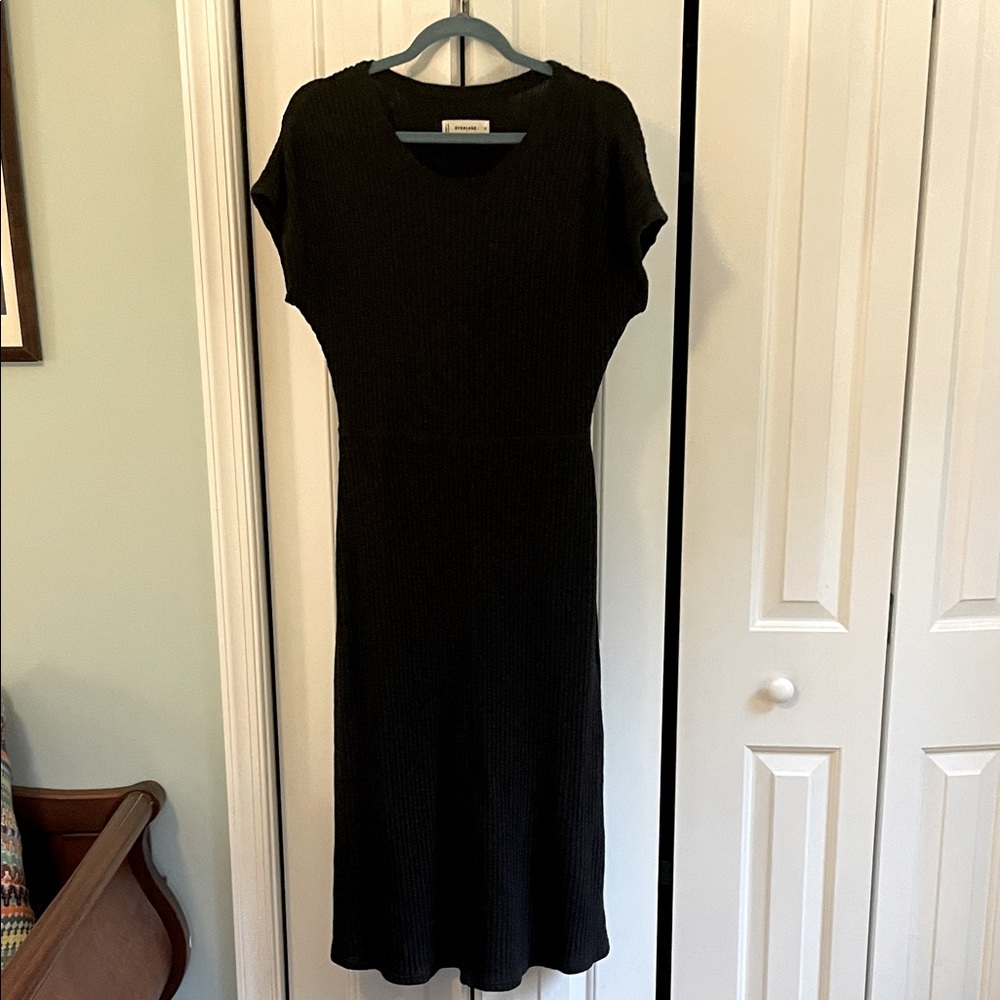Everlane Rib-knit Black Midi Dress